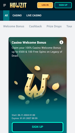 Promotions mobiles du casino Howzit