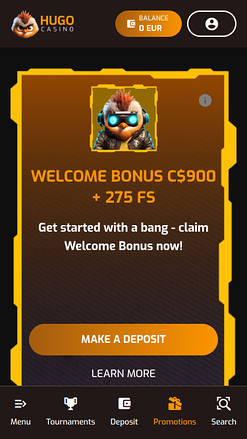 Promotions mobiles du casino Hugo