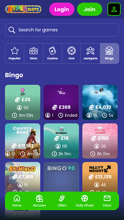 Bingo mobile del casinò Hyper Slots
