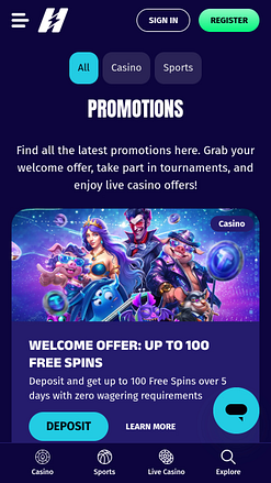 Promozioni per dispositivi mobili di Hyper Lucky Casino
