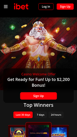 Homepage mobile di iBet Casino