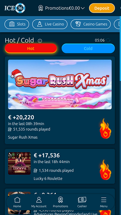 Casino mobile Ice36 : Chaud et froid