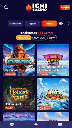 Мобильные рождественские игры казино Igni