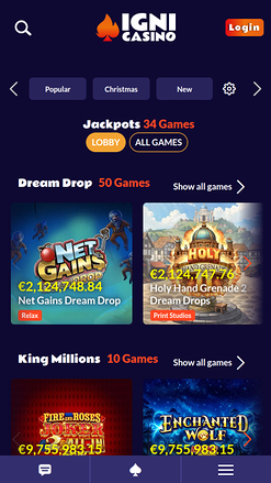 Мобильный джекпот Igni Casino