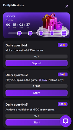 Missions quotidiennes du casino Ignibet sur mobile