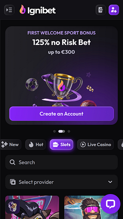 Jeux de casino Ignibet sur mobile