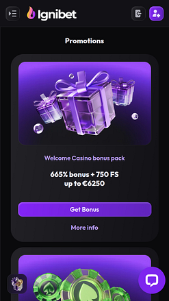Promotions mobiles du casino Ignibet
