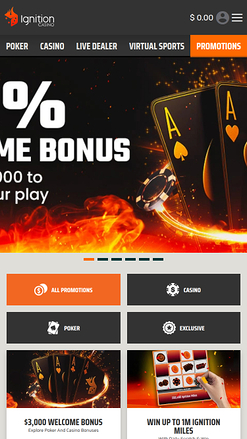Promotions mobiles du casino Ignition