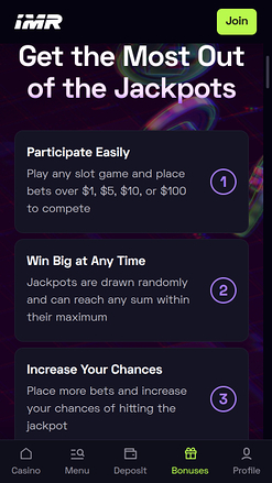 Jackpot móvil del Casino Immerion