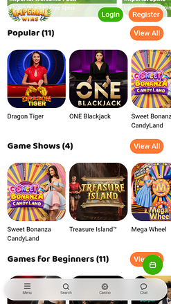 Imperial Wins Casino Mobile с живым дилером