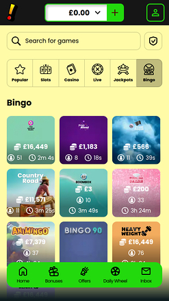 Мобильное бинго в казино Incredible Spins