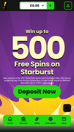 Мобильная домашняя страница казино Incredible Spins