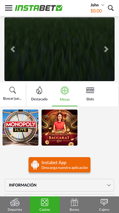 InstaBET Casino Mobile Live Dealer