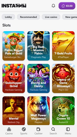 Jeux mobiles de casino Instaspin
