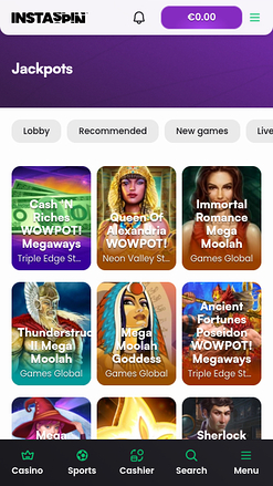 Jackpot móvil del casino Instaspin