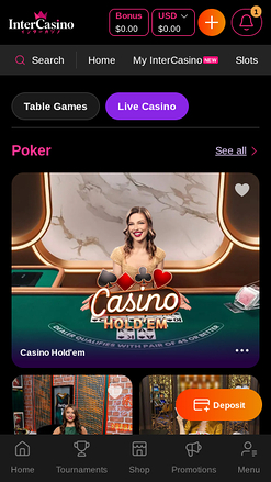 Inter Casino mobile Live dealer
