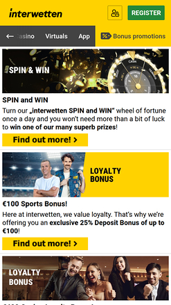 Promotions mobiles du casino Interwetten