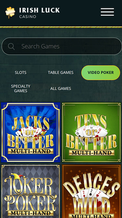 Poker mobile du casino Irish Luck