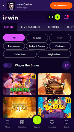 Giochi per dispositivi mobili di Irwin Casino