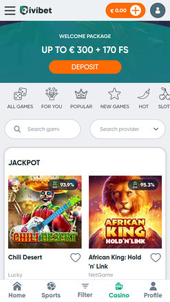 Jackpot mobile du casino Ivibet