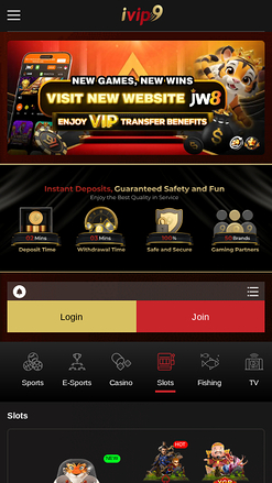 Page d'accueil mobile du casino IVIP9