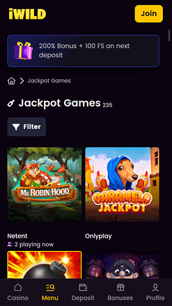 Jackpot du casino iWild Mobile