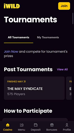 iWild Casino Mobile Tournaments