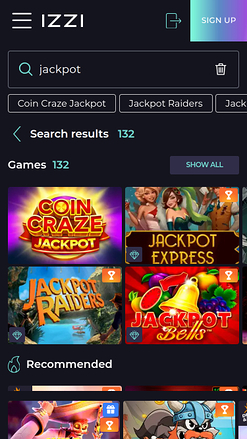 Jackpot du casino Izzi sur mobile