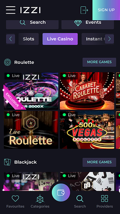 Izzi Casino Croupier en Direct Mobile