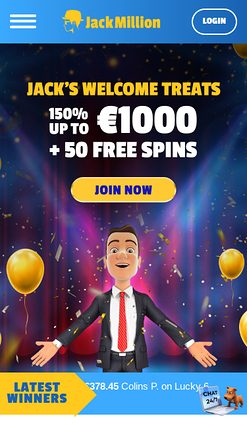 Page d'accueil mobile du casino Jackmilion