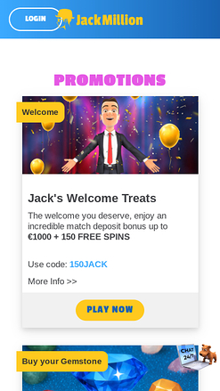 Promotions du casino Jackmilion sur mobile