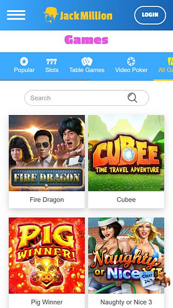 Jeux mobiles de casino Jackmilion