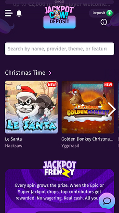 Jackpot Cow Casino-Spiele für Mobilgeräte