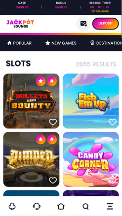 Jeux de casino Jackpot Lounge sur mobile