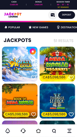 Jackpot du casino Jackpot Lounge Mobile