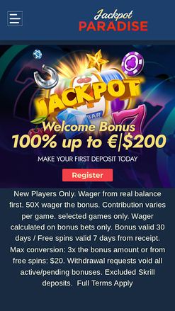 Página de inicio del casino Jackpot Paradise Móvil