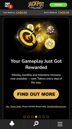 Página de inicio móvil del casino Jackpot Village