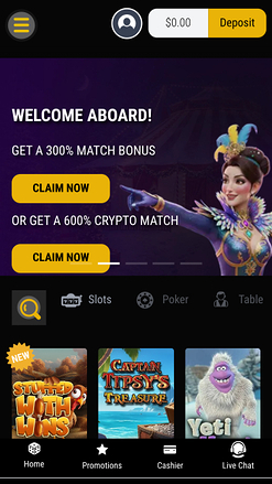 Jackpot Wheel Casino Homepage Mobile
