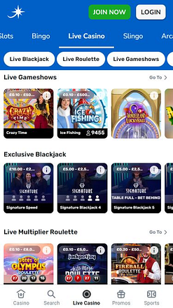 Croupier en direct mobile de Jackpotjoy Casino