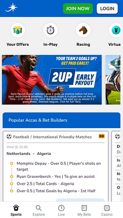 Sports mobiles de Jackpotjoy Casino