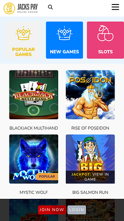 Jeux mobiles de casino JacksPay