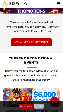 Promotions mobiles du casino JacksPay
