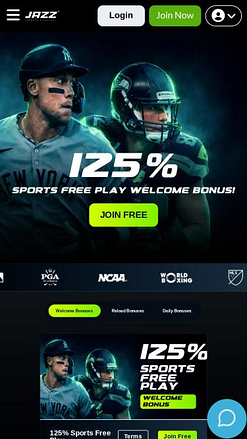 Página móvil de promociones de Jazz Sports Casino