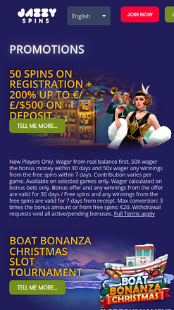 Jazzy Spins Casino Promotions Mobile