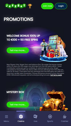 Jeffbet Casino Mobile-Aktionen