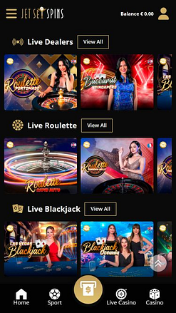 Casino mobile JetSetSpins avec croupier en direct