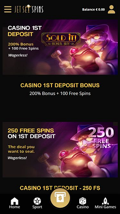 Promotions mobiles du casino JetSetSpins