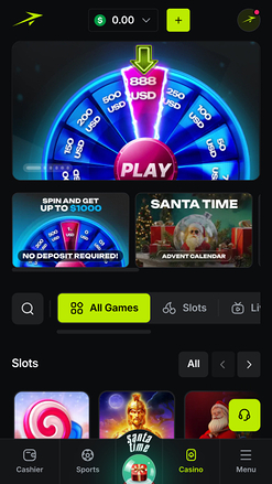 Página de inicio del casino Jetton Games para dispositivos móviles