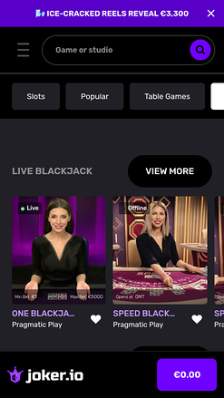 Joker.io Live Dealer Mobile