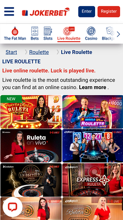 Jokerbet Casino avec croupiers en direct sur mobile